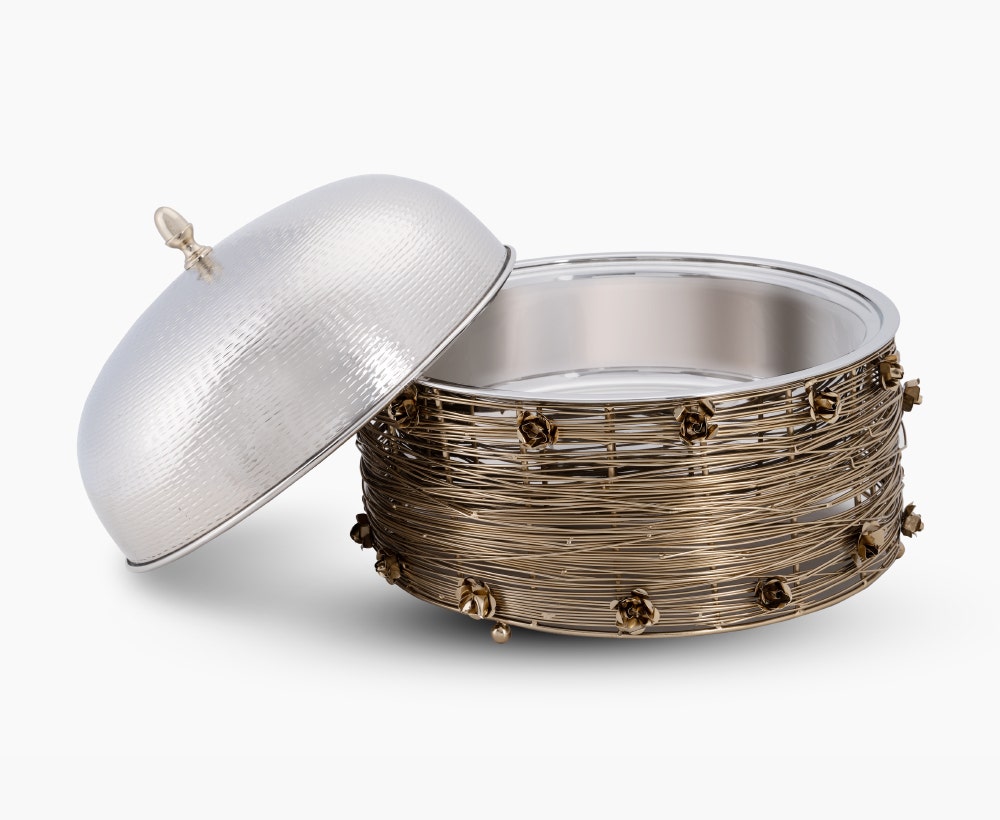 Elie Casserole With Basket Nickle-Gold