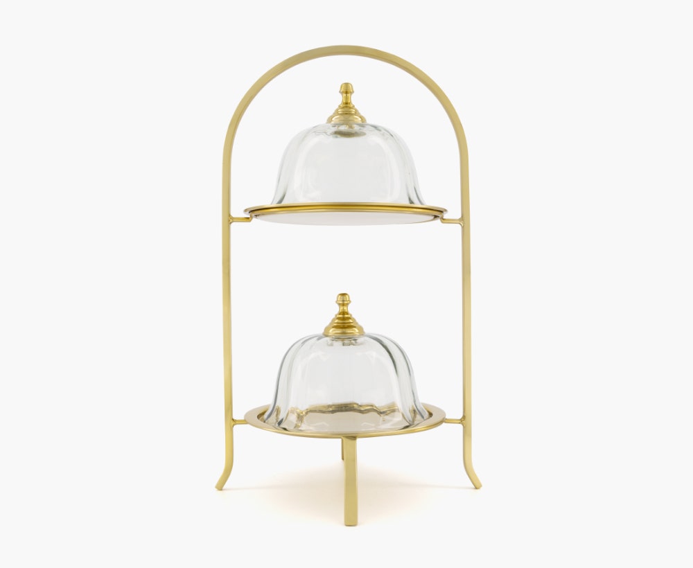 Perovic 2Tiered Dish 27X22.5X45.5CM Gold
