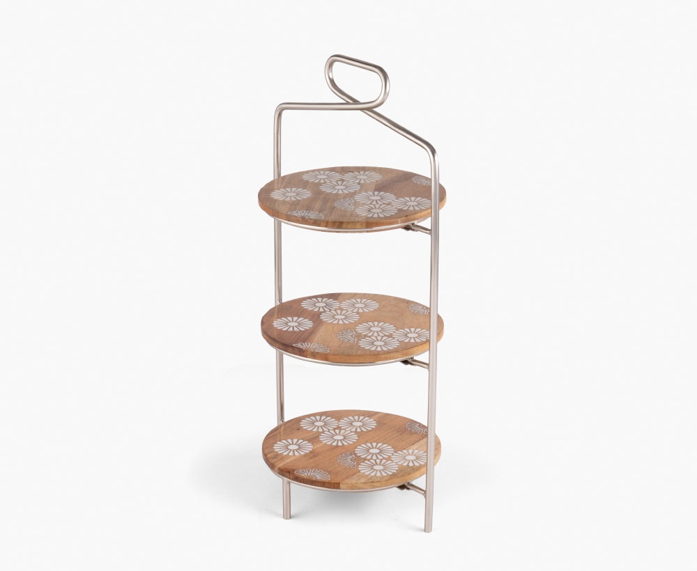 Matte Nickel 3-Tier Cake Stand - 24x18 cm