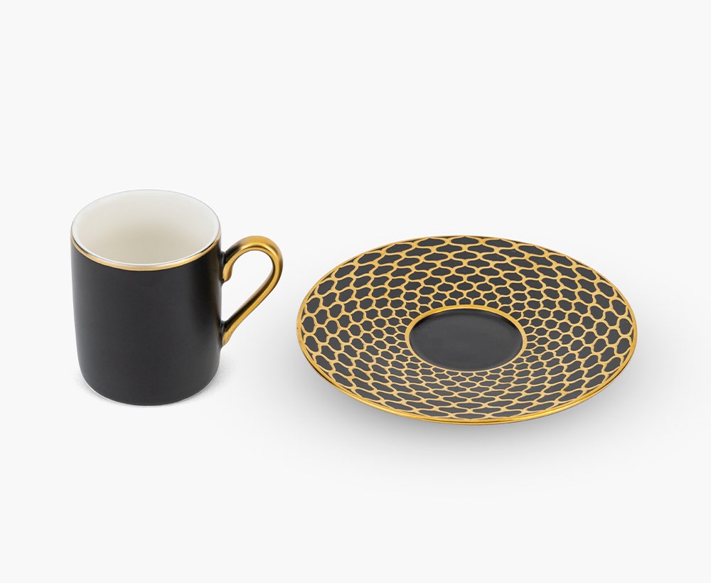 Alaia Black & Gold 4-Piece Coffee Cup & Saucer Set - 100 ml