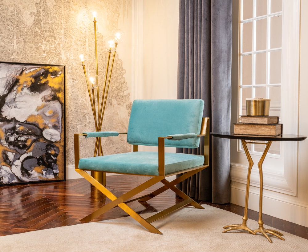 Light blue best sale arm chair