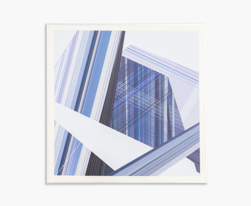 Modern City White and Blue Art Print, 80*80 cm