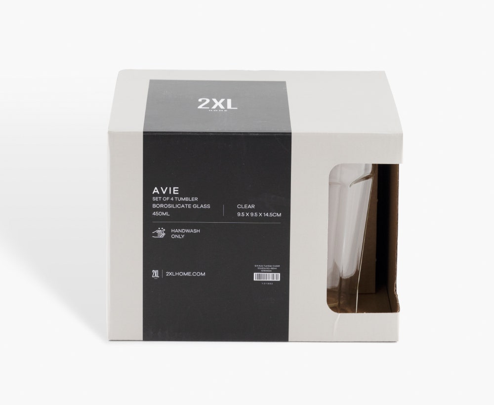 Avie 4-Piece Glass Tumbler Set - 450 ml