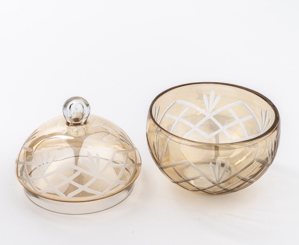 Libeskind Candy Jar 11X11X13 Amber/Clear