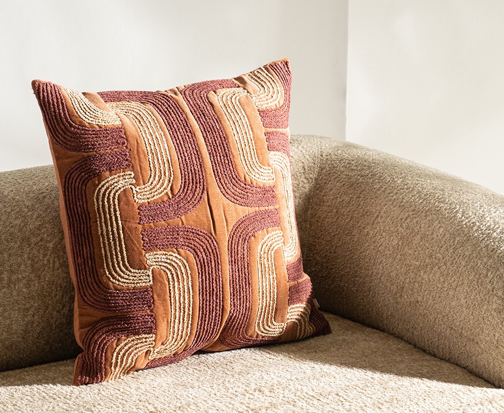 Cal Cushion Cover Rust/Burgundy