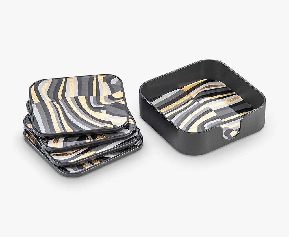 Coaster With Holder Set of 4 - 11x3 cm