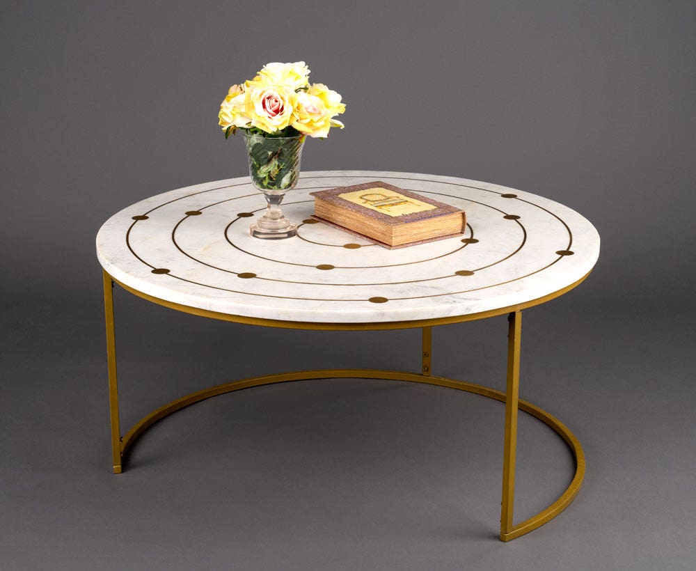White and gold round deals coffee table