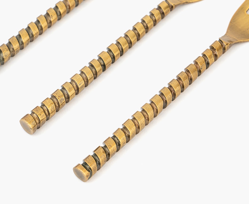 Ilder Set of 4 Antique Gold Cake Fork - 15X2 cm