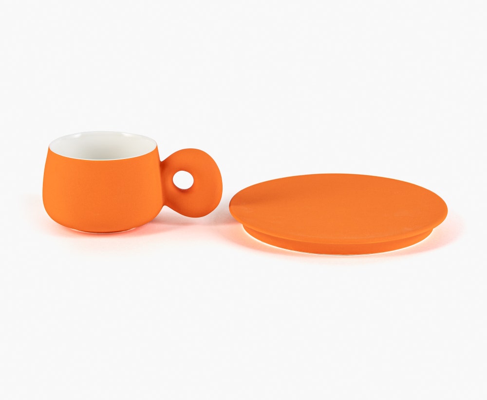 Porcelain Orange Cup & Saucer - 270 ml