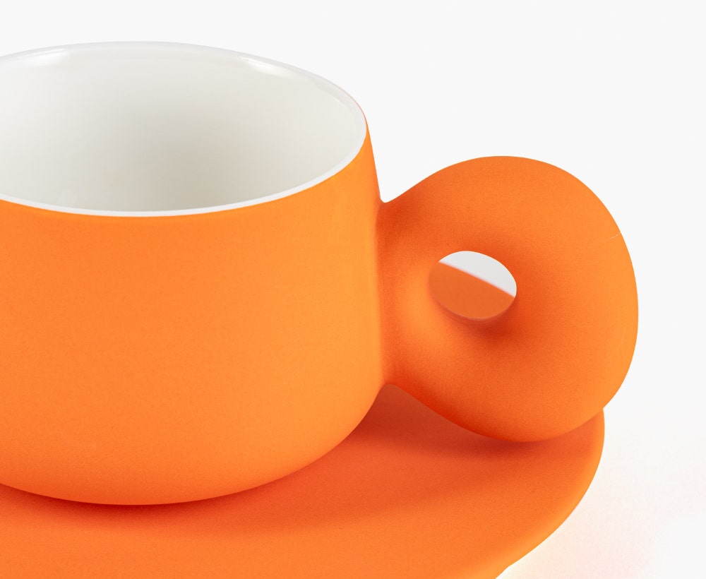 Porcelain Orange Cup & Saucer - 270 ml
