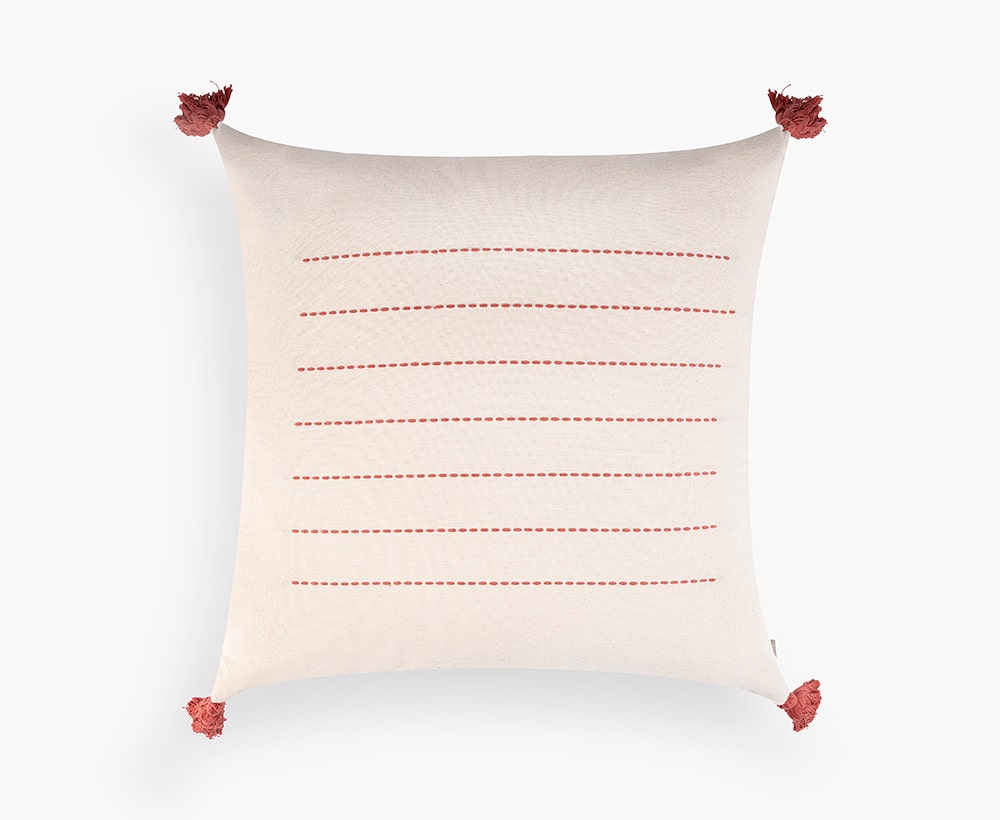 Off White and Pink Cushion Cover, 52*52 cm