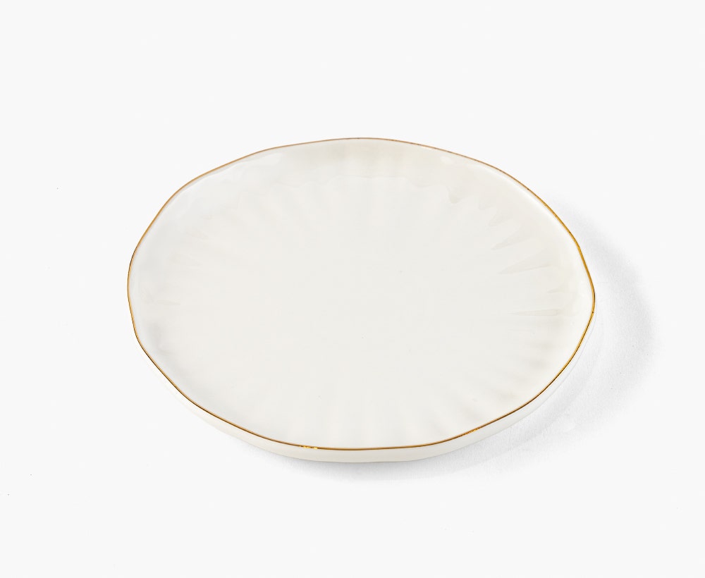Lotus White & Gold Side Plate - 16.3X16.2 cm