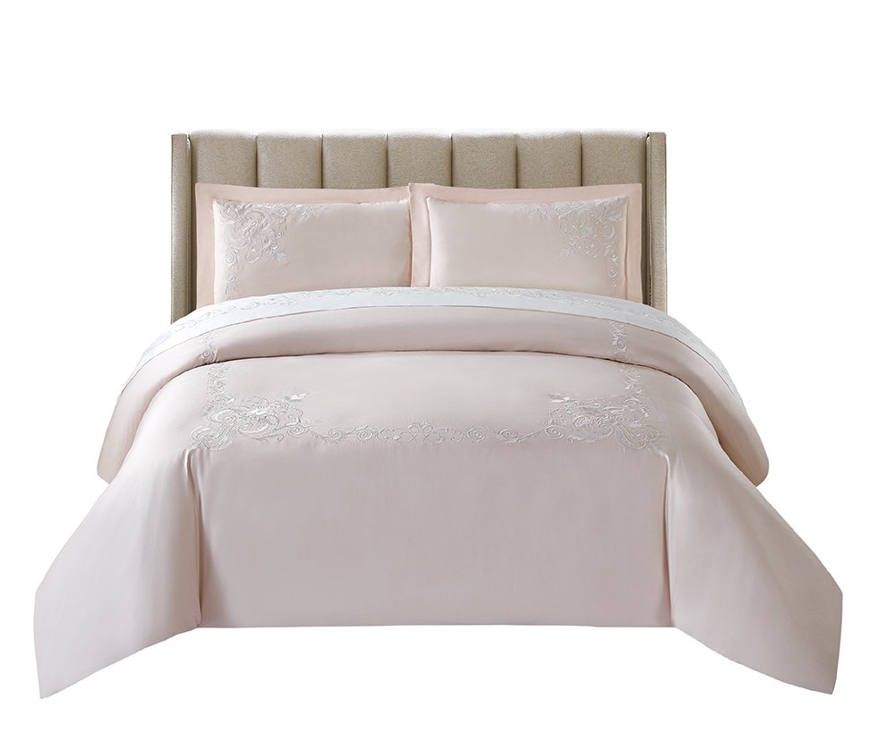 Elaine Super-King Duvet Cover in Pink- Available in Set of 4
