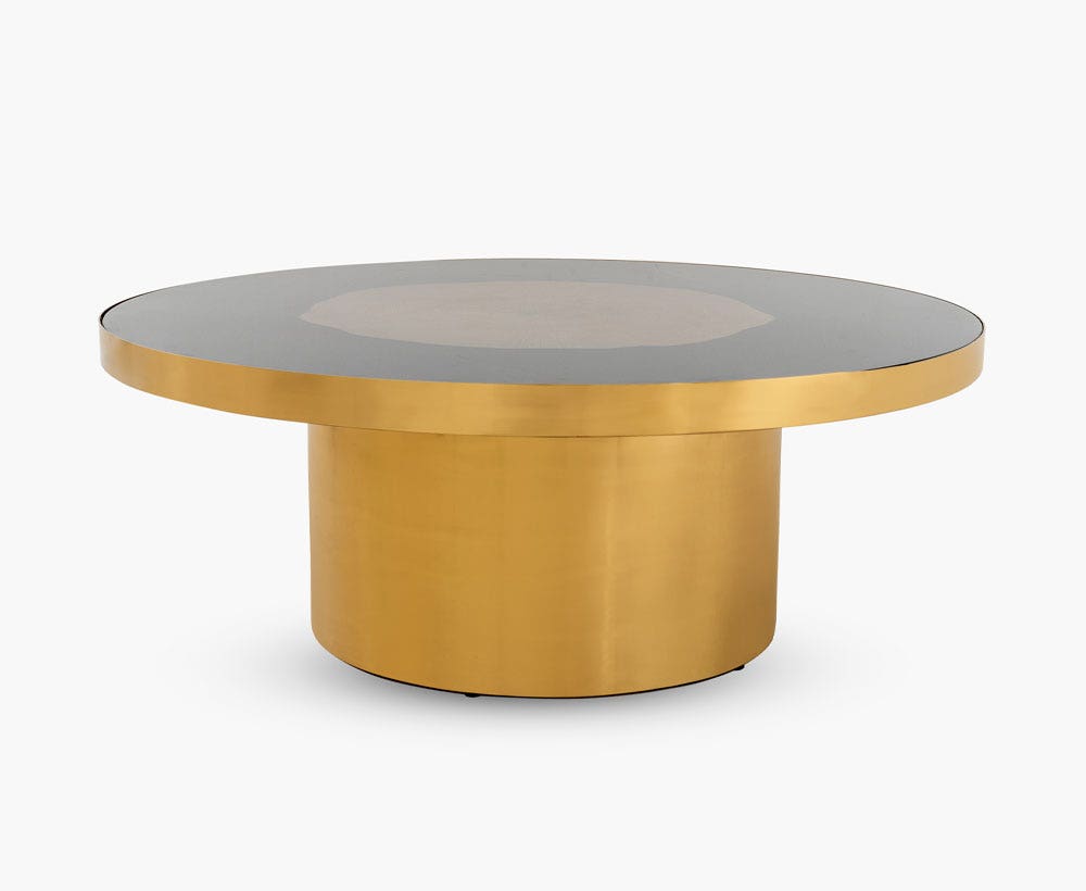 White and brass coffee best sale table