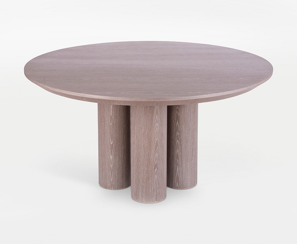 Ellie Grey Brown Round Dining Table with Oak Veneer and MDF, 150*78 cm