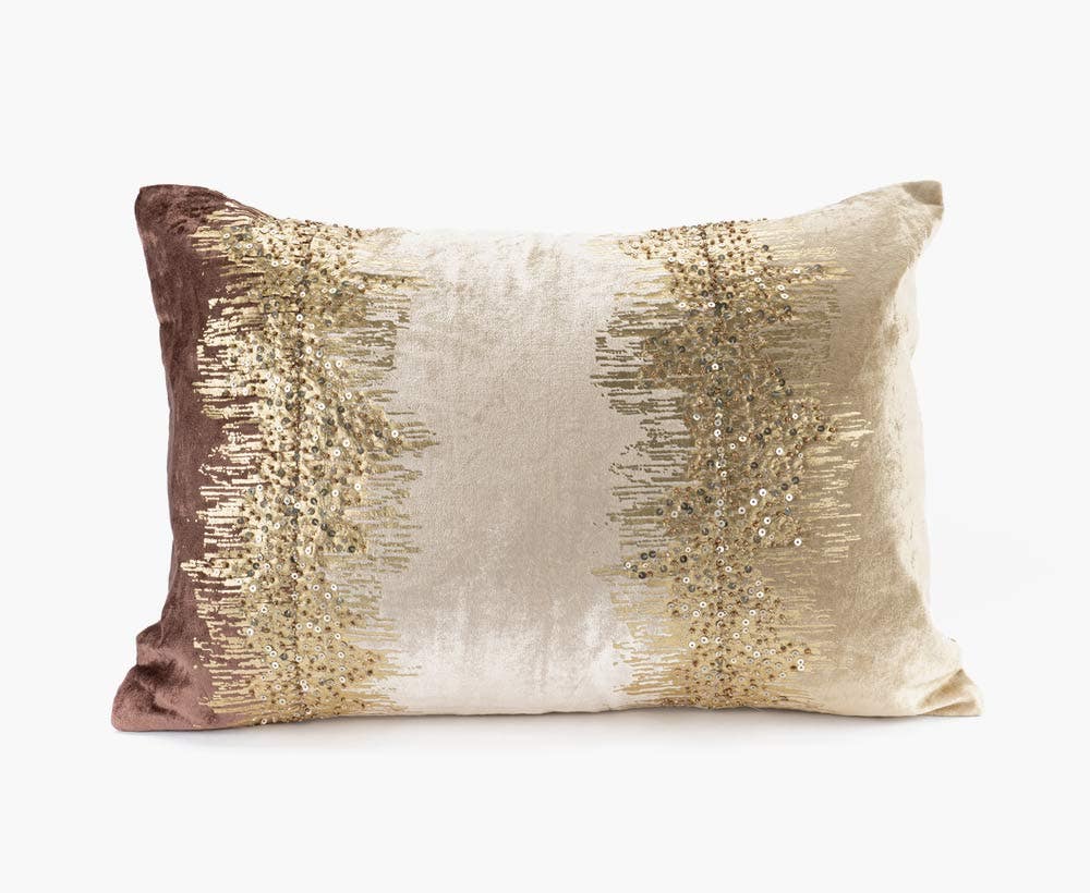 Embellished cushion cover brown beige