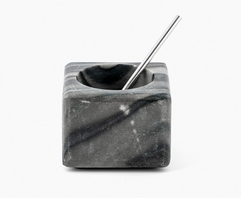 Emory Condiment Bowl with Spoon Grey, 8*8*6 cm