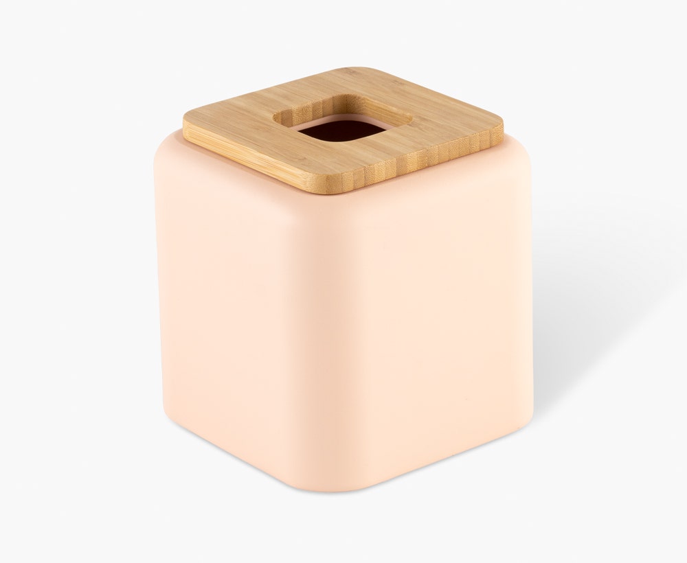 Faye Bath TissueBox Cvr Peach/Lt.WD15x15