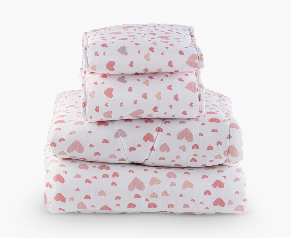 3-Piece Hearts Baby Comforter, 100*200 Pink