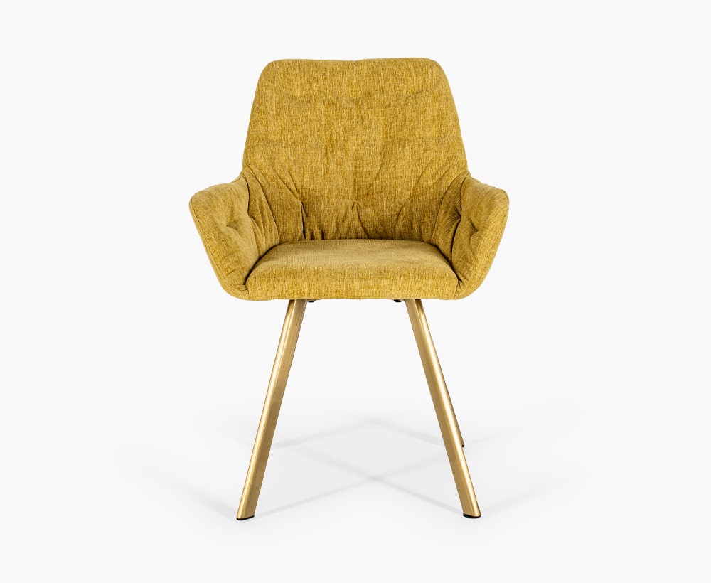 Janelle mustard and grey dining arm chair with fabric, foam, and stainless steel, 66*60*84 cm
