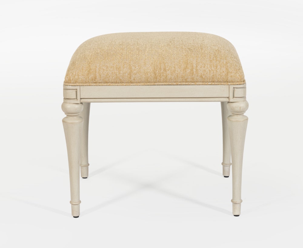 Leira Antique Grey Stool with Mahogany Wood and Fabric, 55*45*50 cm