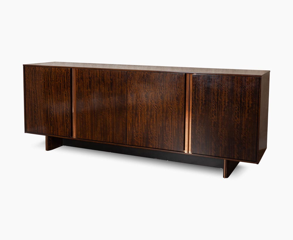 Dark brown shop buffet table