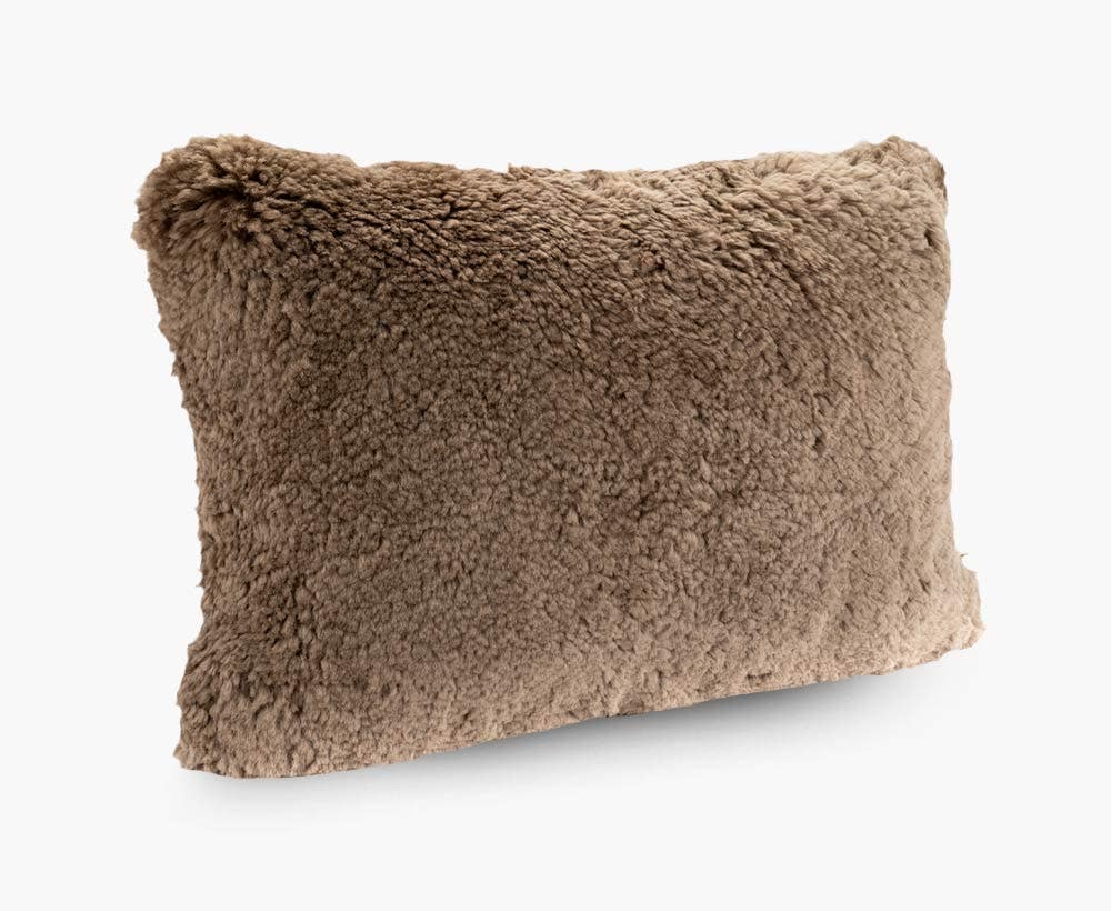 Beige fur pillow store
