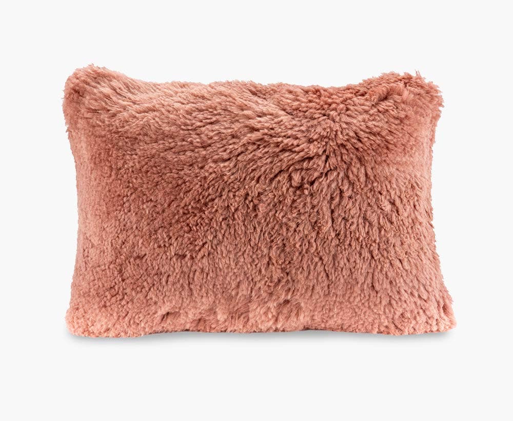 Luxury fluffy fur cushion cover coral