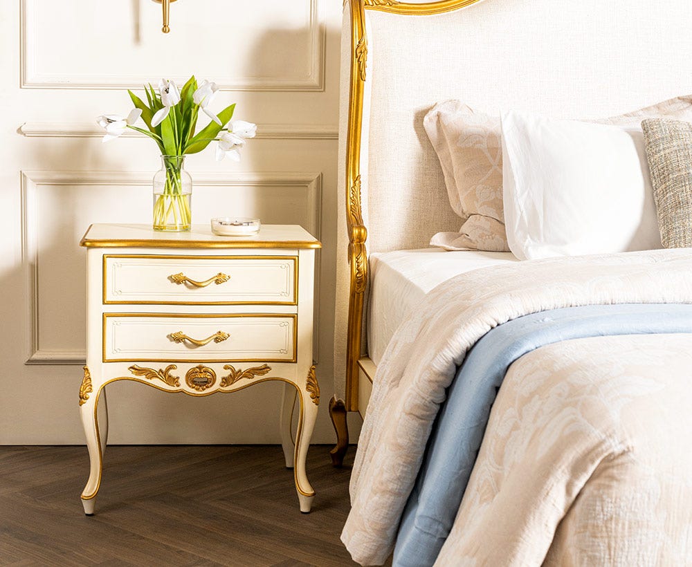 Natasha nightstand 60x45x70 white/gold