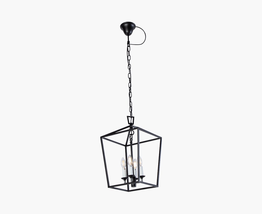 E14 Matte Black Pendant Lamp 4L
