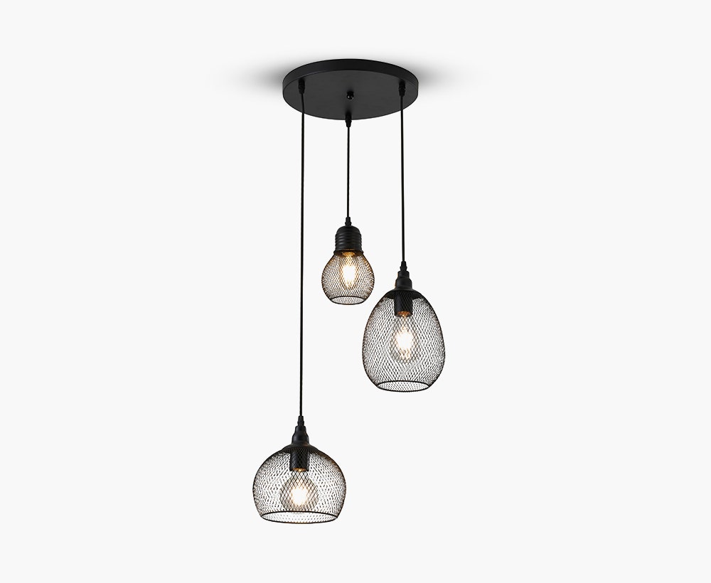 Black E27 Pendant Lamp 3L, 41*37*150 cm