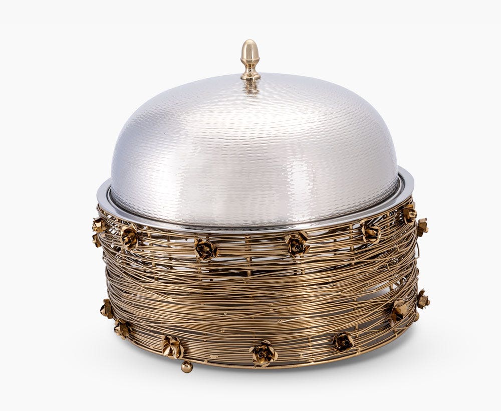 Rumie Casserole With Basket Nickle-Gold