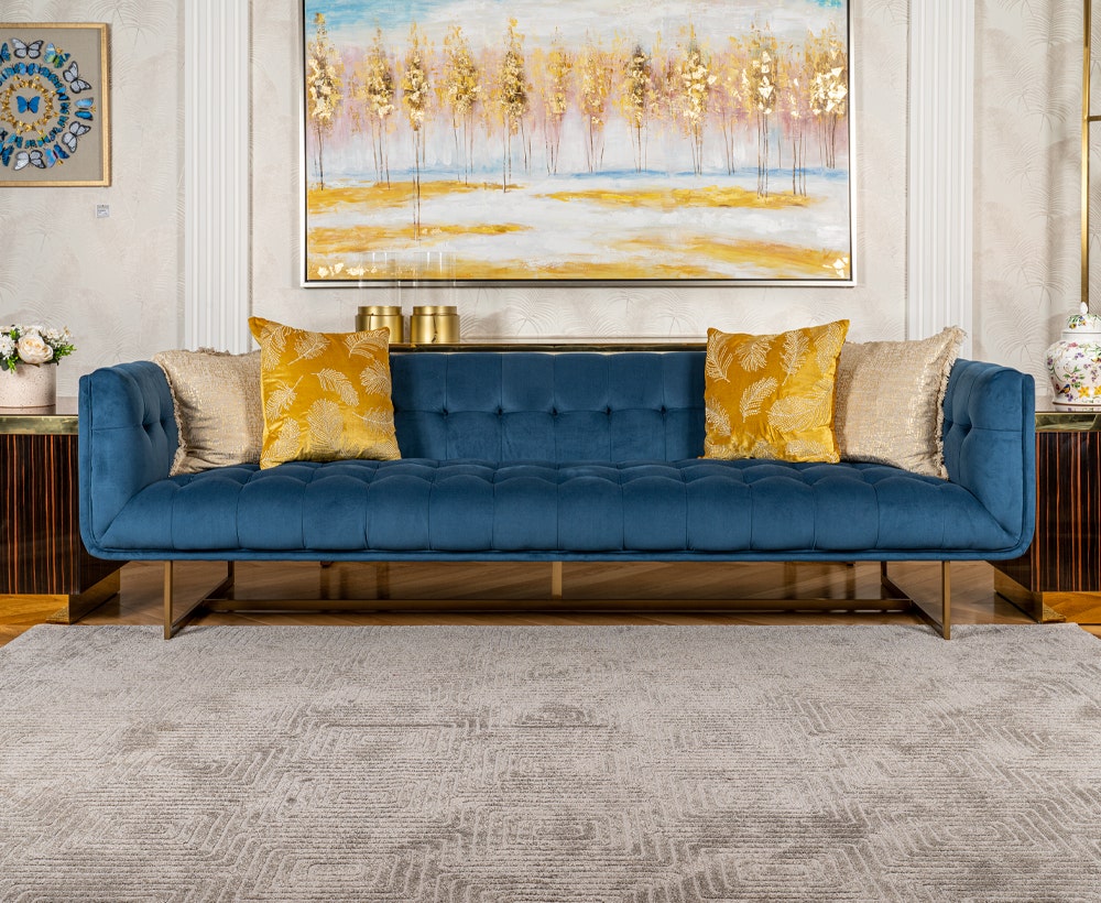Danish 4 Seater Sofa in Blue to Enhance Home Decor