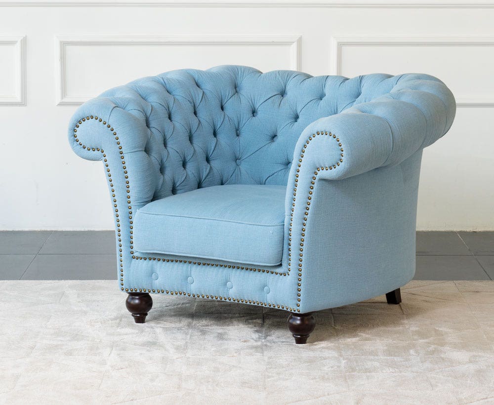 Bentley One-Seater sofa in Light Blue for House Decoration