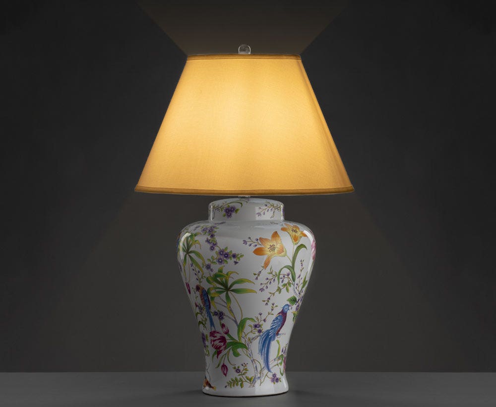 Multi coloured outlet table lamp