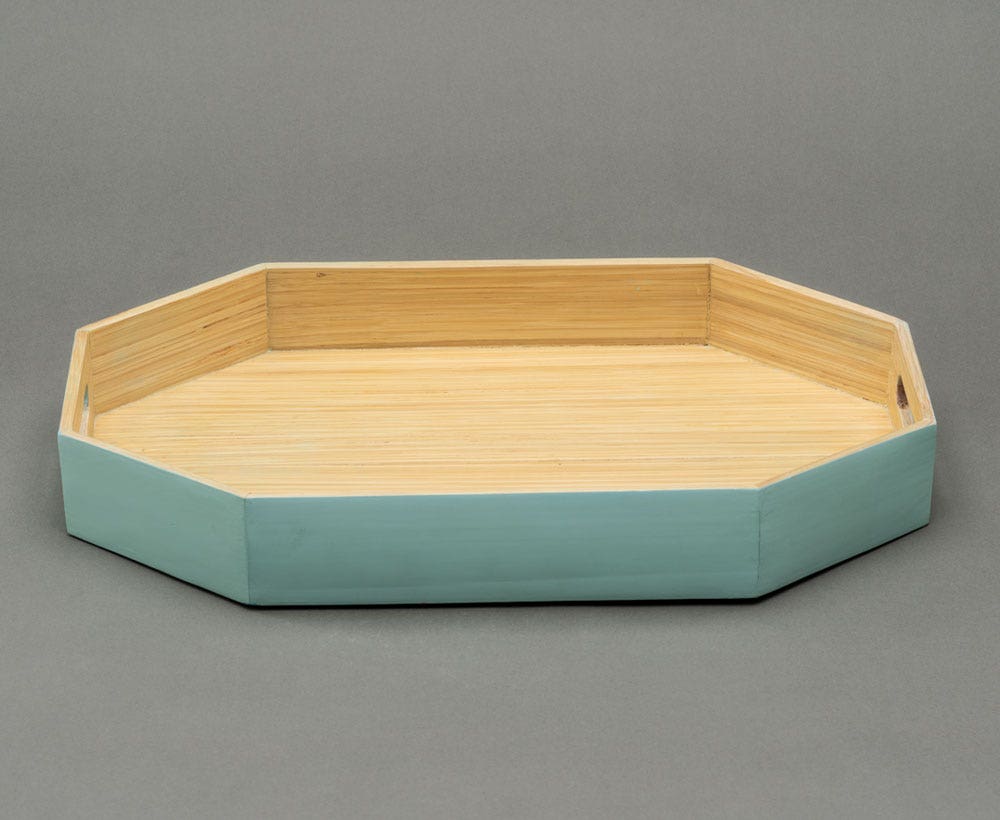 Natural-Mint Green Octagonal Tray Perfect for Table Setting