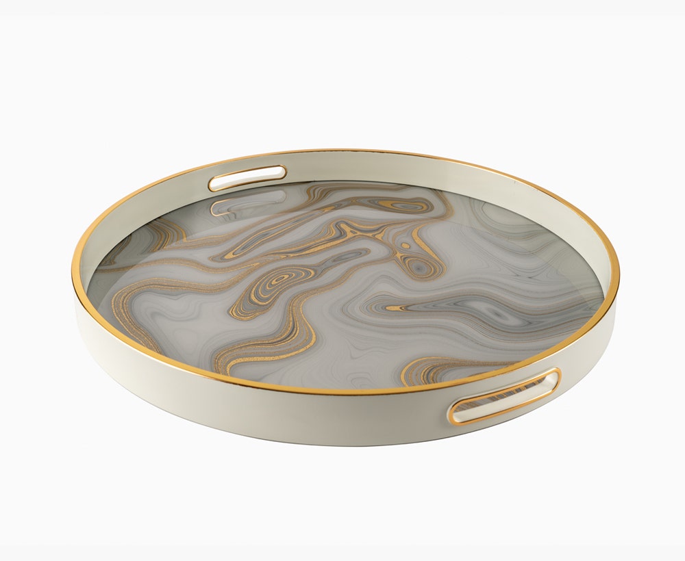 Ideal White Gold Tray for House Decoration 45 x 5 x 4 cm